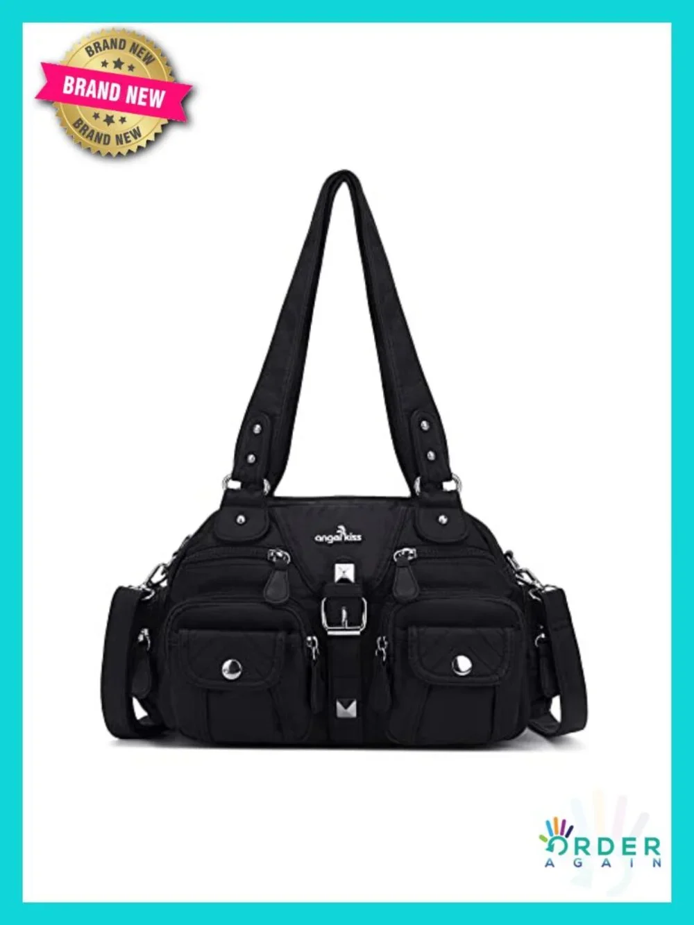 Faux Leather Hobo Crossbody Bag with Removable Strap Soft Multipocket